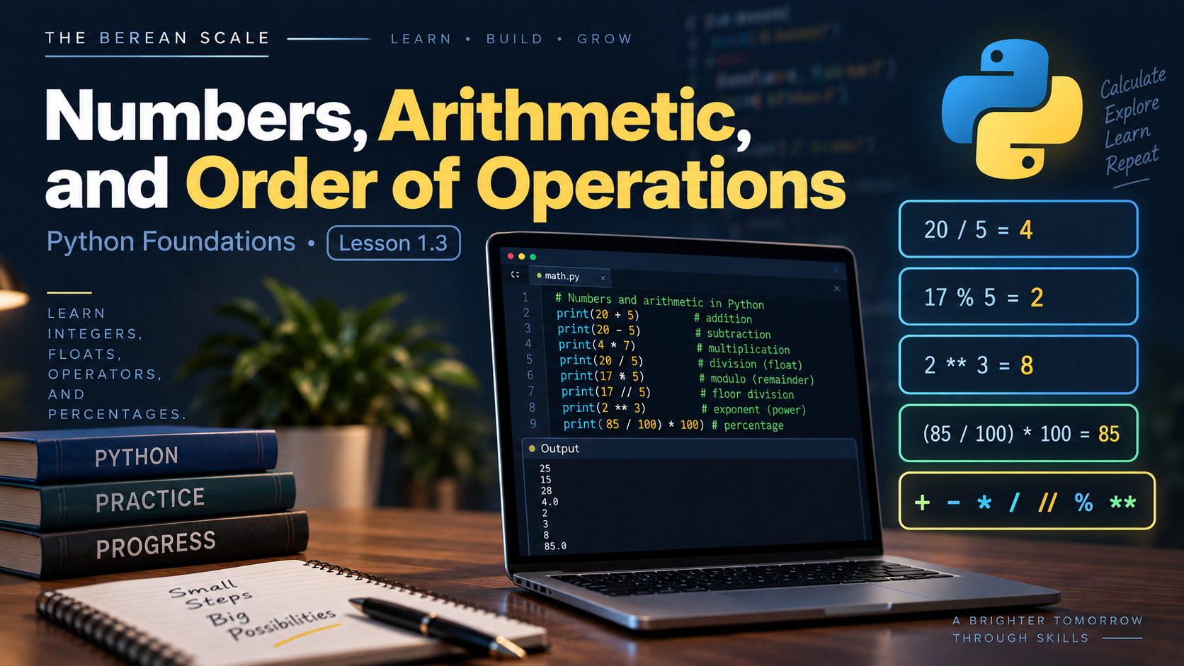 Lesson 1.3 — Numbers, Arithmetic, and Order of Operations