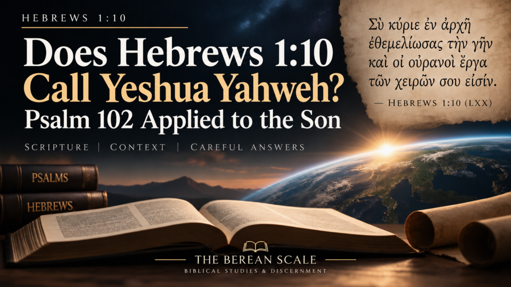 Does Hebrews 1:10 Call Yeshua Yahweh? Psalm 102 Applied to the Son